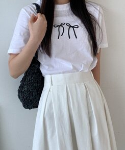 半袖Tシャツ コットンリボン半袖Tシャツ IVORY