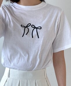 半袖Tシャツ コットンリボン半袖Tシャツ IVORY