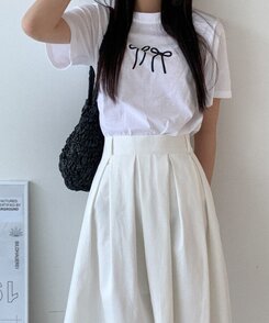 半袖Tシャツ コットンリボン半袖Tシャツ IVORY