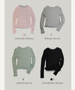 シースルーレイヤー長袖Tシャツ5色