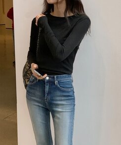 シースルーレイヤー長袖Tシャツ5色 BLACK