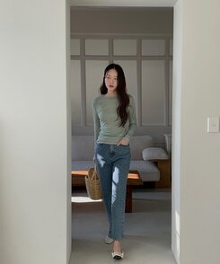 シースルーレイヤー長袖Tシャツ5色 LIGHT GREEN