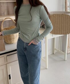 シースルーレイヤー長袖Tシャツ5色 LIGHT GREEN