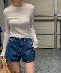 シースルーレイヤー長袖Tシャツ5色 IVORY