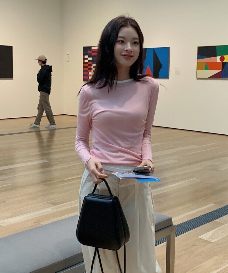 シースルーレイヤー長袖Tシャツ5色 ROSE PINK