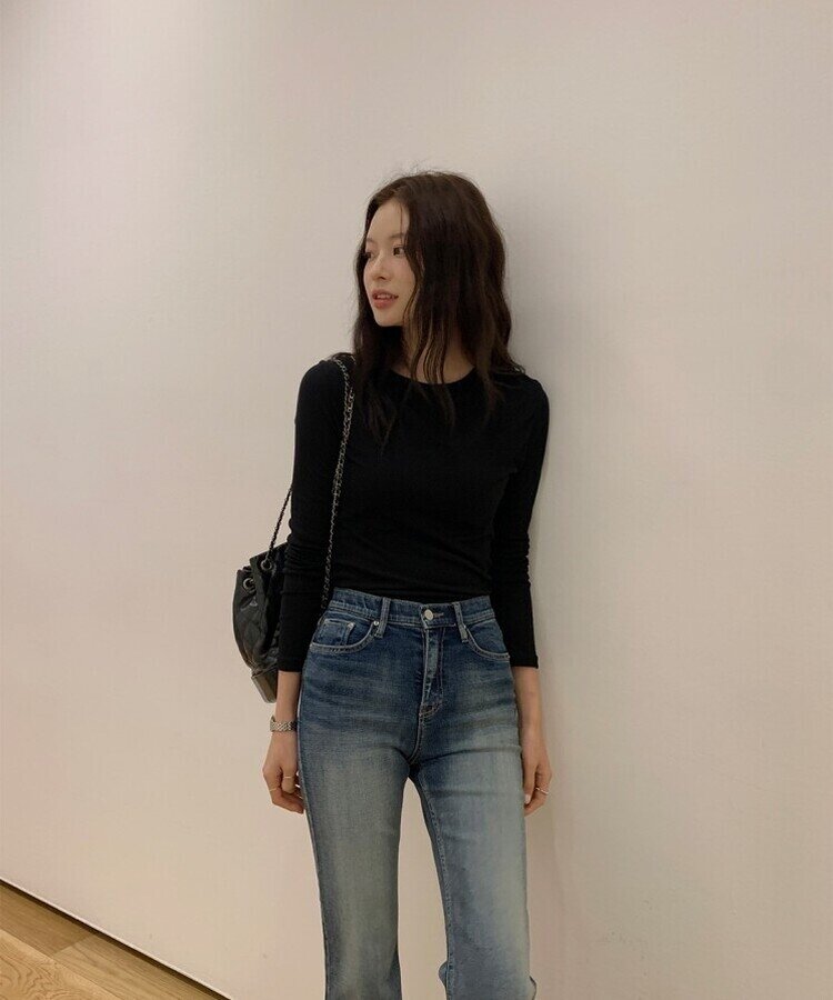 シースルーレイヤー長袖Tシャツ5色 BLACK