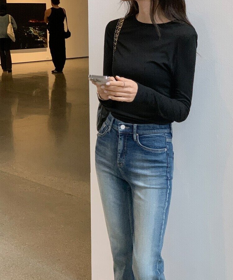 シースルーレイヤー長袖Tシャツ5色 BLACK