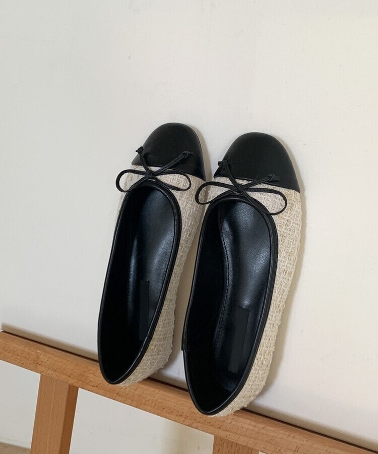 ツイードリボンフラットシューズ