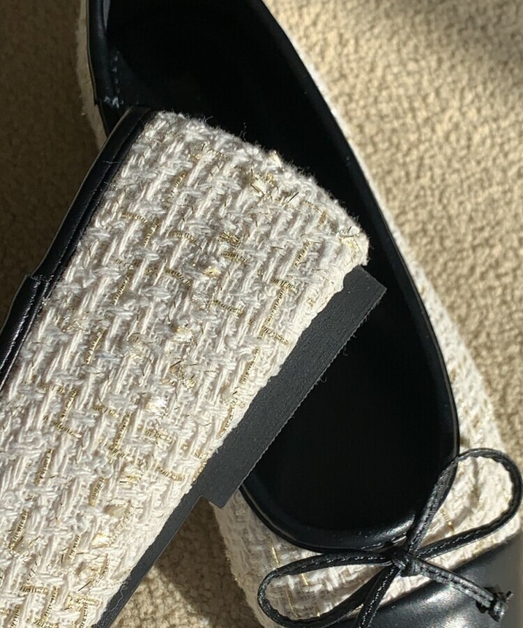 ツイードリボンフラットシューズ