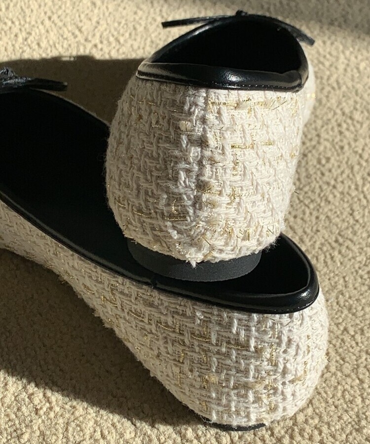 ツイードリボンフラットシューズ