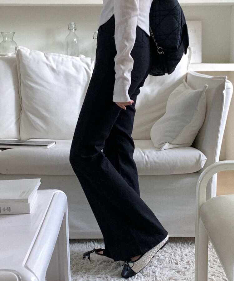 ツイードリボンフラットシューズ IVORY