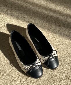 ツイードリボンフラットシューズ IVORY