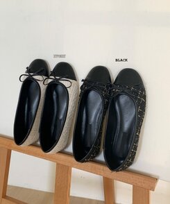 ツイードリボンフラットシューズ