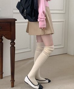 ツイードリボンフラットシューズ IVORY