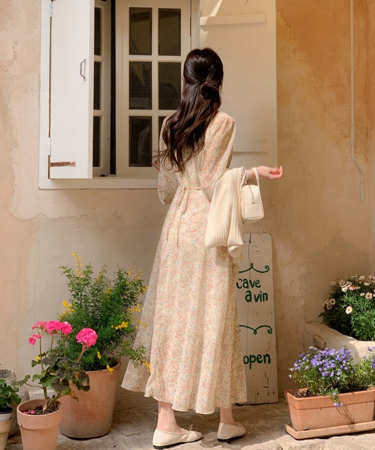 小花柄シフォンワンピース｜ロングワンピース｜韓国ファッション通販 SONA