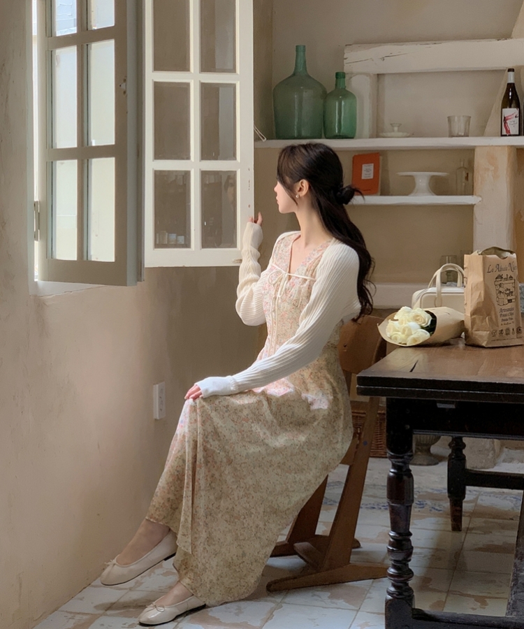 小花柄シフォンワンピース｜ロングワンピース｜韓国ファッション