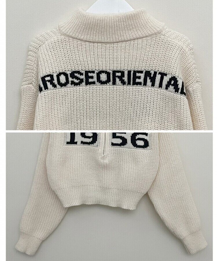 위드레터링반집업크롭니트