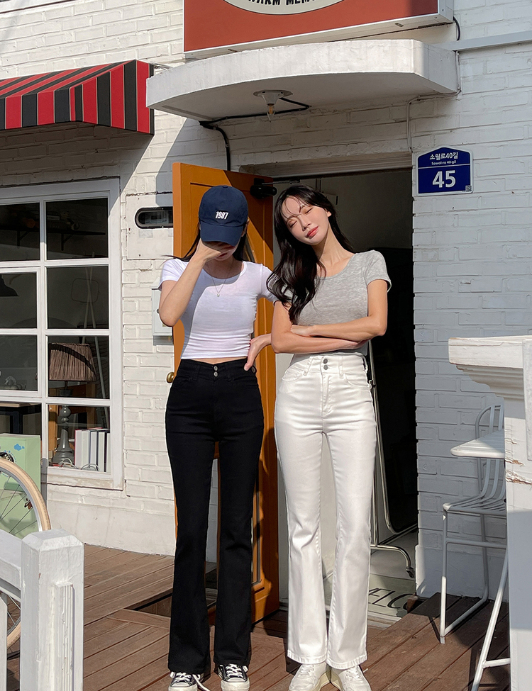 [숏/기본/롱,S~2XL] 허리쏙! 투버튼 스판 부츠컷 코튼 롱팬츠 아이보리