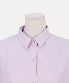 リボンバルーンスリーブコットンシャツワンピース