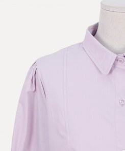 リボンバルーンスリーブコットンシャツワンピース