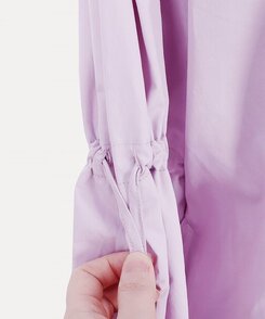 リボンバルーンスリーブコットンシャツワンピース