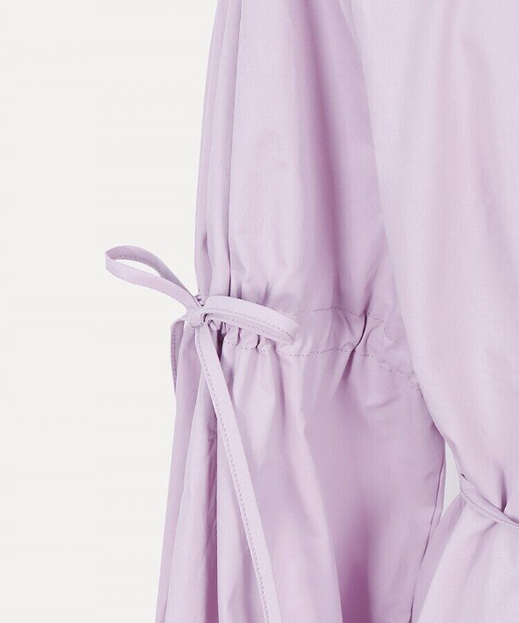 リボンバルーンスリーブコットンシャツワンピース