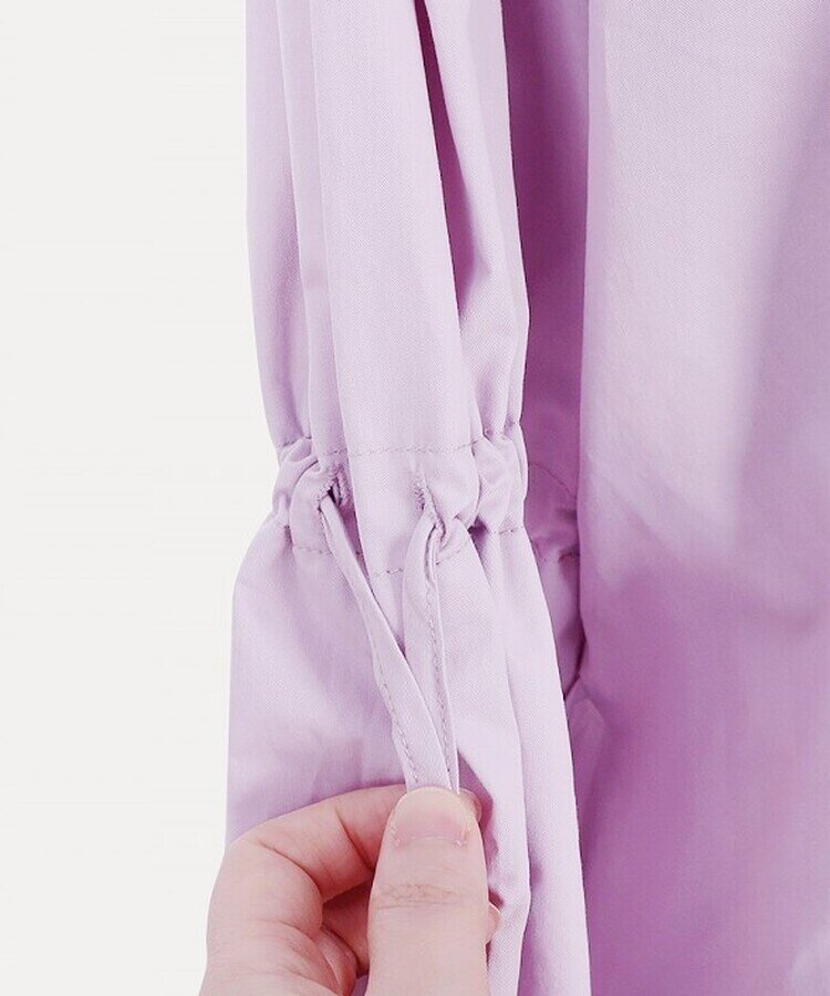 リボンバルーンスリーブコットンシャツワンピース