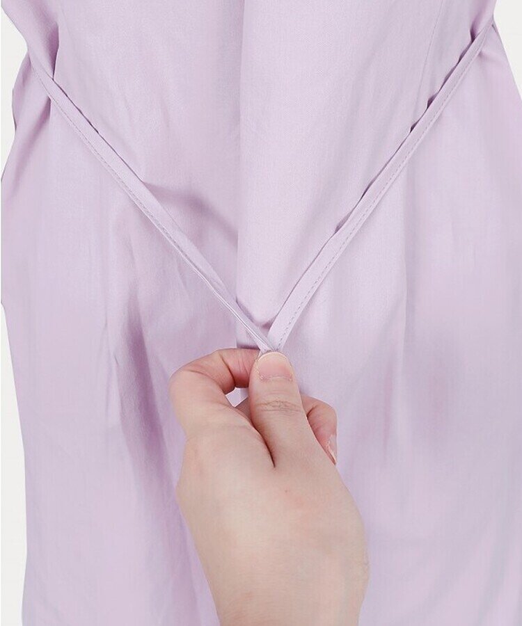 リボンバルーンスリーブコットンシャツワンピース