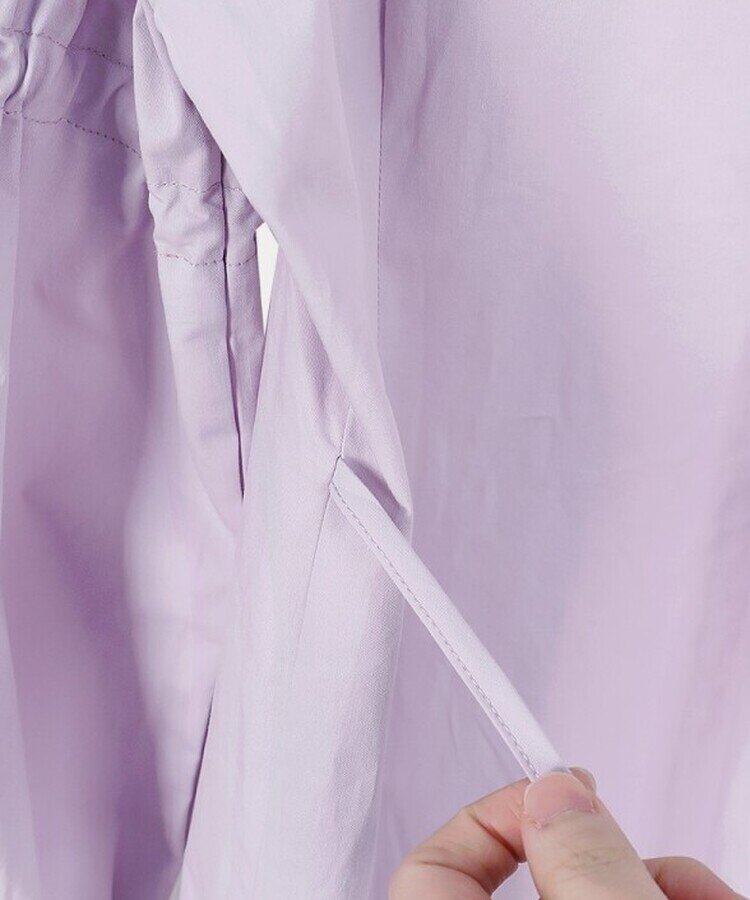 リボンバルーンスリーブコットンシャツワンピース