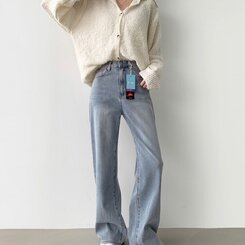 デニム 【SHORT/BASIC/LONG 丈別】バンディングスパンデニムパンツ LIGHT BLUE