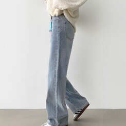 デニム 【SHORT/BASIC/LONG 丈別】バンディングスパンデニムパンツ LIGHT BLUE
