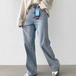 デニム 【SHORT/BASIC/LONG 丈別】バンディングスパンデニムパンツ LIGHT BLUE