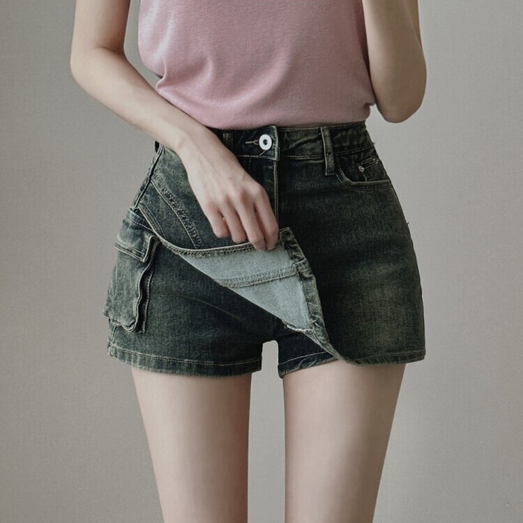 y2kウォッシングカーゴポケットショートパンツスカート