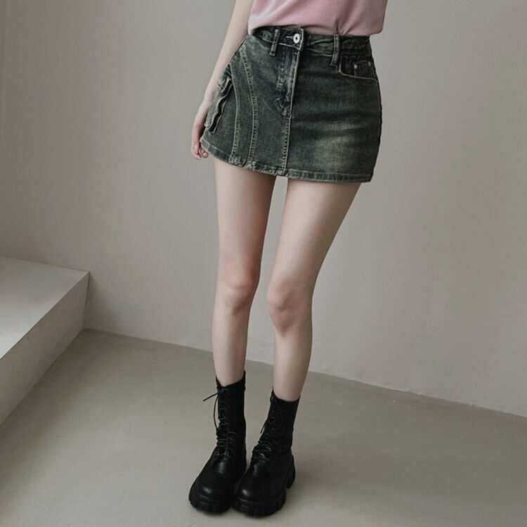 y2kウォッシングカーゴポケットショートパンツスカート
