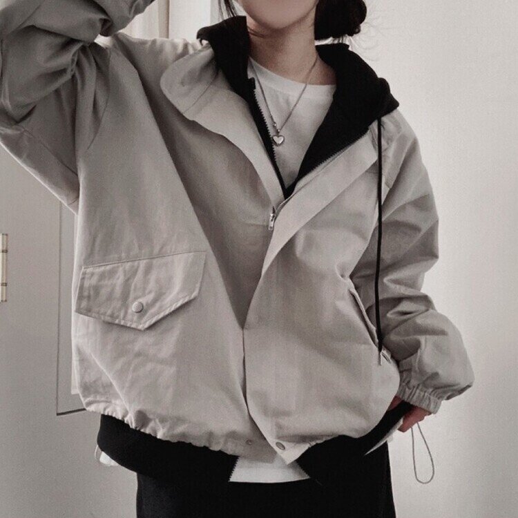 디컴퍼니 간절기 코튼 소매핀턱 루즈핏 야상 자켓 스톤