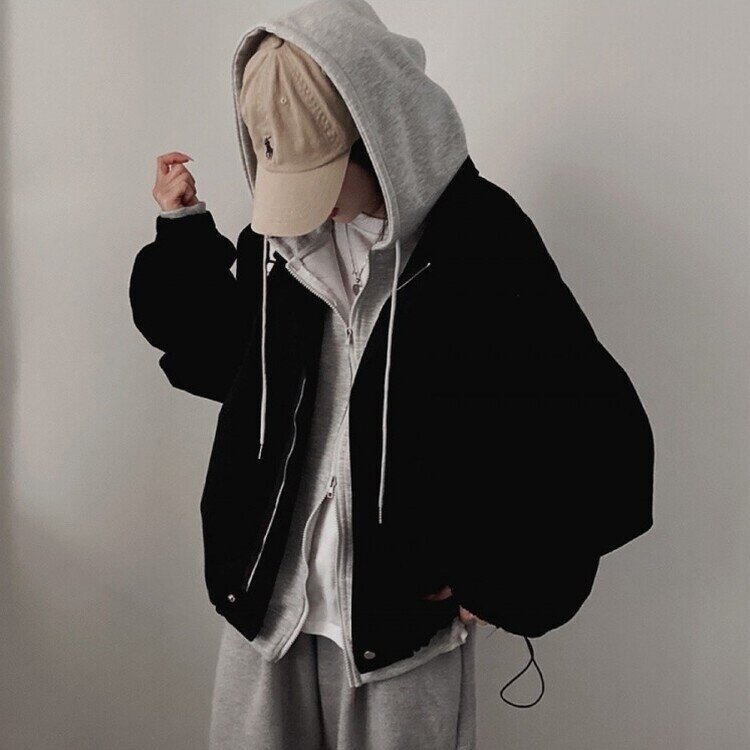 디컴퍼니 간절기 코튼 소매핀턱 루즈핏 야상 자켓 블랙