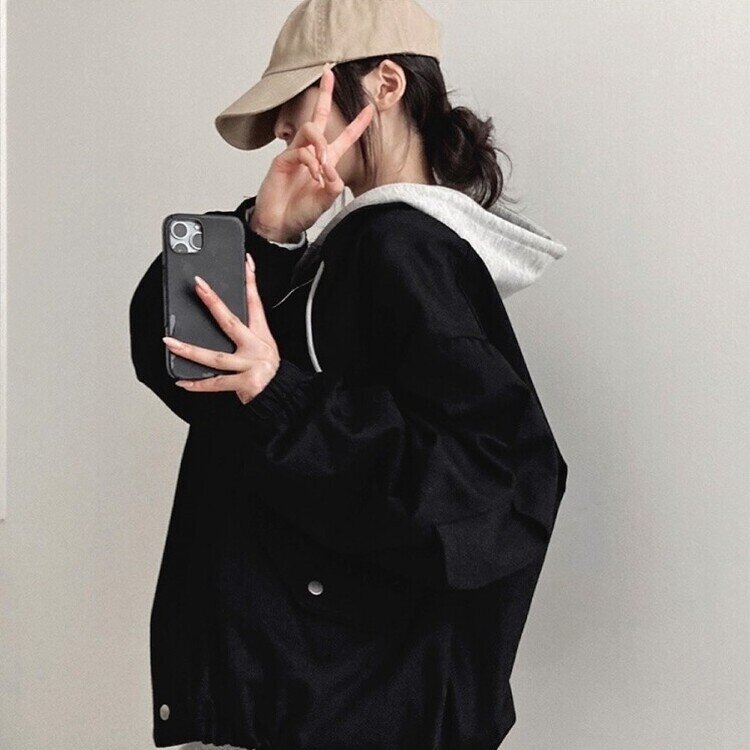 디컴퍼니 간절기 코튼 소매핀턱 루즈핏 야상 자켓 블랙