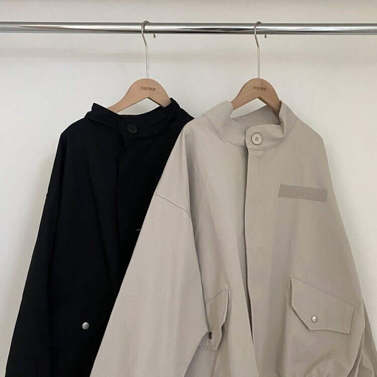 디컴퍼니 간절기 코튼 소매핀턱 루즈핏 야상 자켓