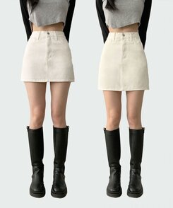 [기장선택/속바지O] 푸린 베이직 하이웨스트 탄탄 미니스커트(5color!)