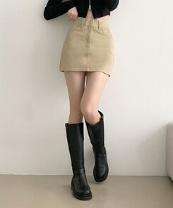 [기장선택/속바지O] 푸린 베이직 하이웨스트 탄탄 미니스커트(5color!) 베이지