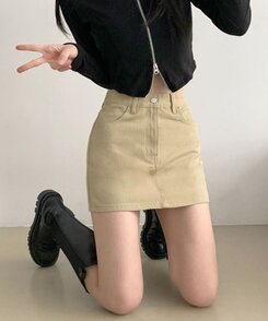 [기장선택/속바지O] 푸린 베이직 하이웨스트 탄탄 미니스커트(5color!) 베이지