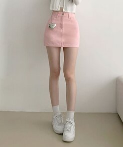 [기장선택/속바지O] 푸린 베이직 하이웨스트 탄탄 미니스커트(5color!) 핑크