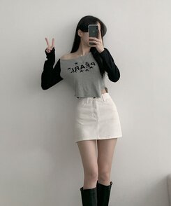 [기장선택/속바지O] 푸린 베이직 하이웨스트 탄탄 미니스커트(5color!) 화이트