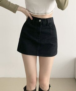 [기장선택/속바지O] 푸린 베이직 하이웨스트 탄탄 미니스커트(5color!) 블랙