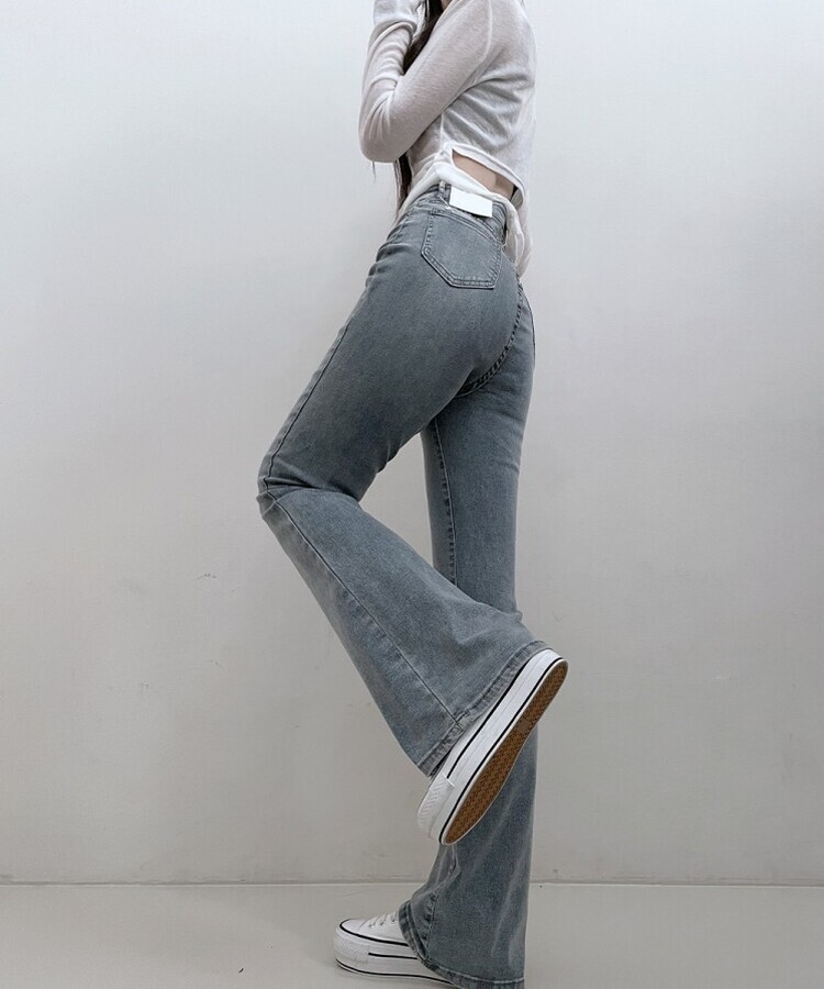 6col스판짱하이웨스트워싱데님부츠컷롱팬츠 빈티지블루