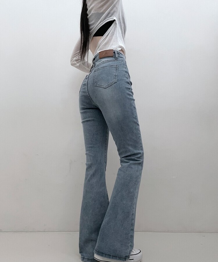 6col스판짱하이웨스트워싱데님부츠컷롱팬츠 연청