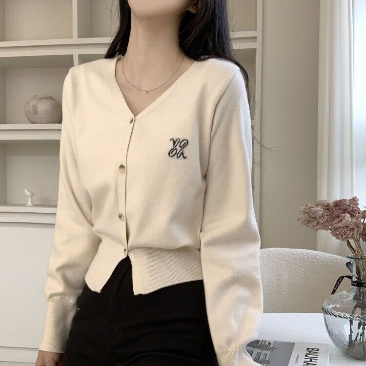 刺繍クロップニットカーディガン6色｜カーディガン｜韓国