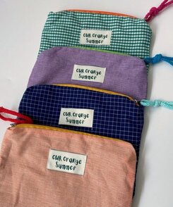 ファッション雑貨 チェックパターンファブリック化粧ポーチ