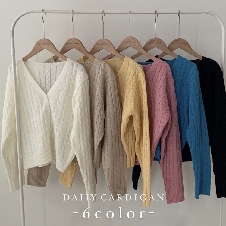 인텐셜 케이블 꽈배기 데일리 크롭 니트 가디건 6color