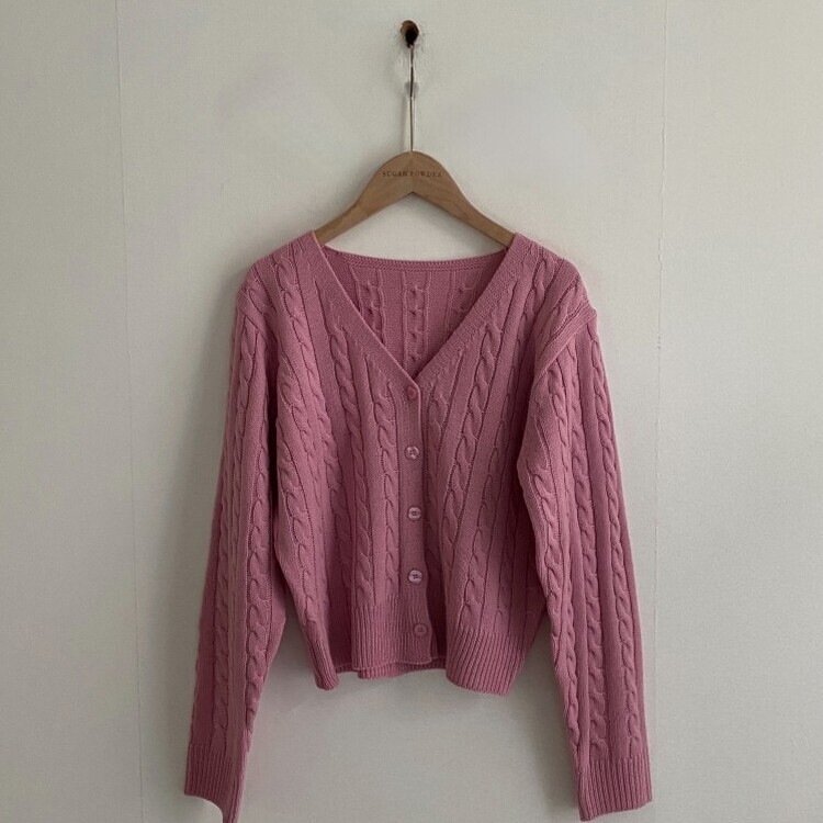 인텐셜 케이블 꽈배기 데일리 크롭 니트 가디건 6color